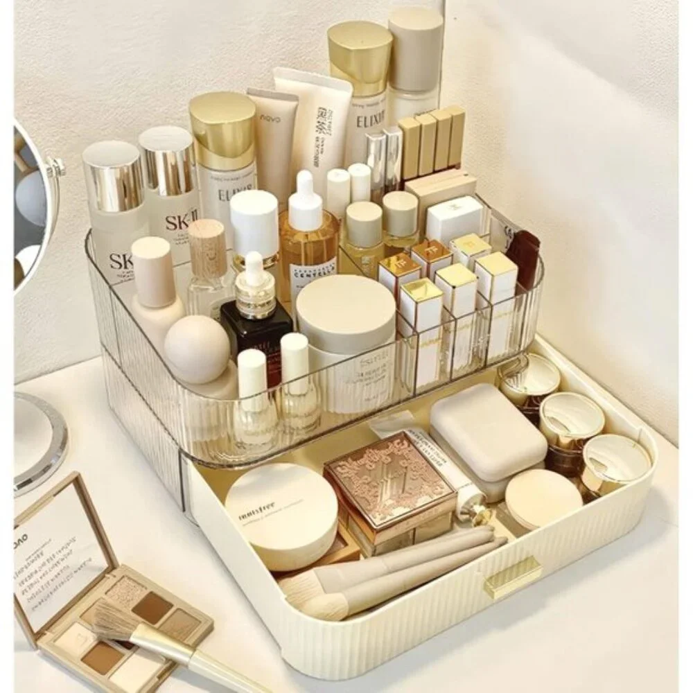 New Stackable Makeup Organizer, Cosmetic Display Case for Vanity, Dresser & Room